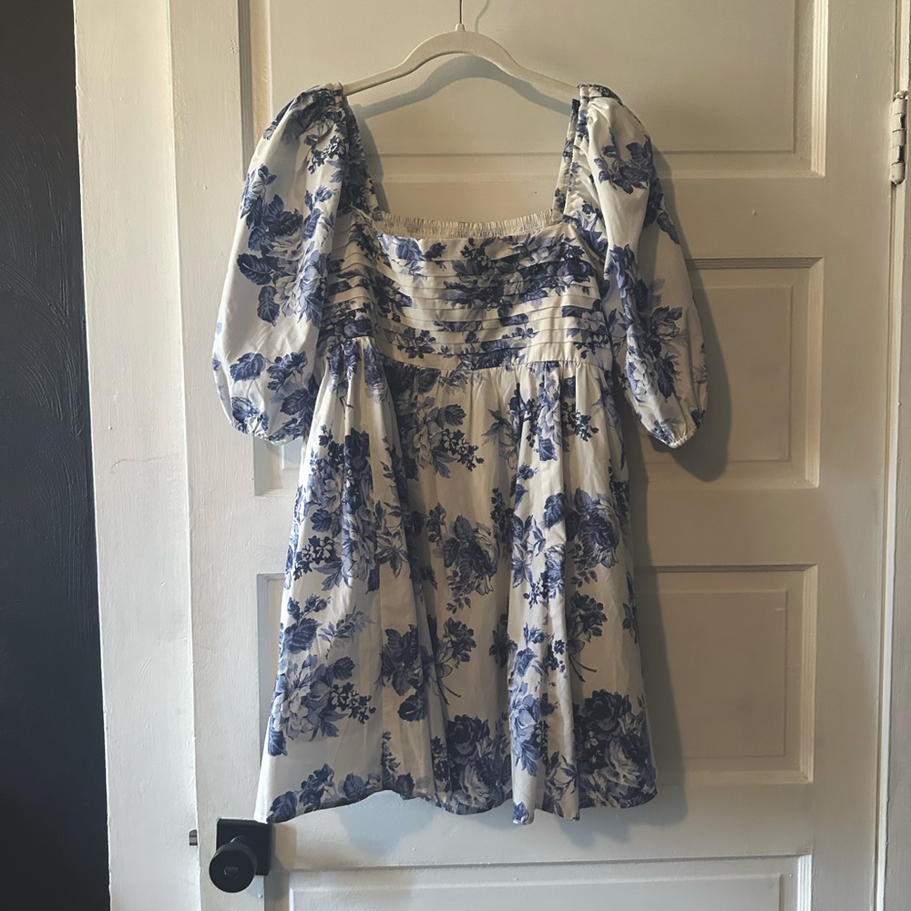 Abercrombie & Fitch The A&F Emerson Poplin Puff Sleeve Mini Dress size XL
